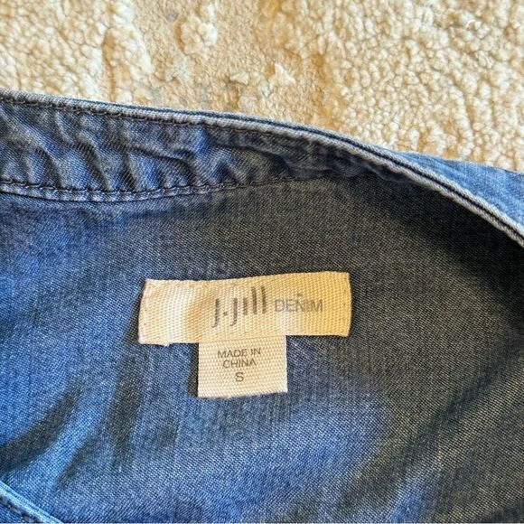 J Jill Denim Blue Chambray Button Front Long Sleeve Blouse Size Small - Picture 6 of 8